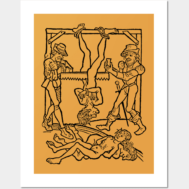 Hanging †† Vintage Medieval Woodcut Style Illustration Wall Art by DankFutura